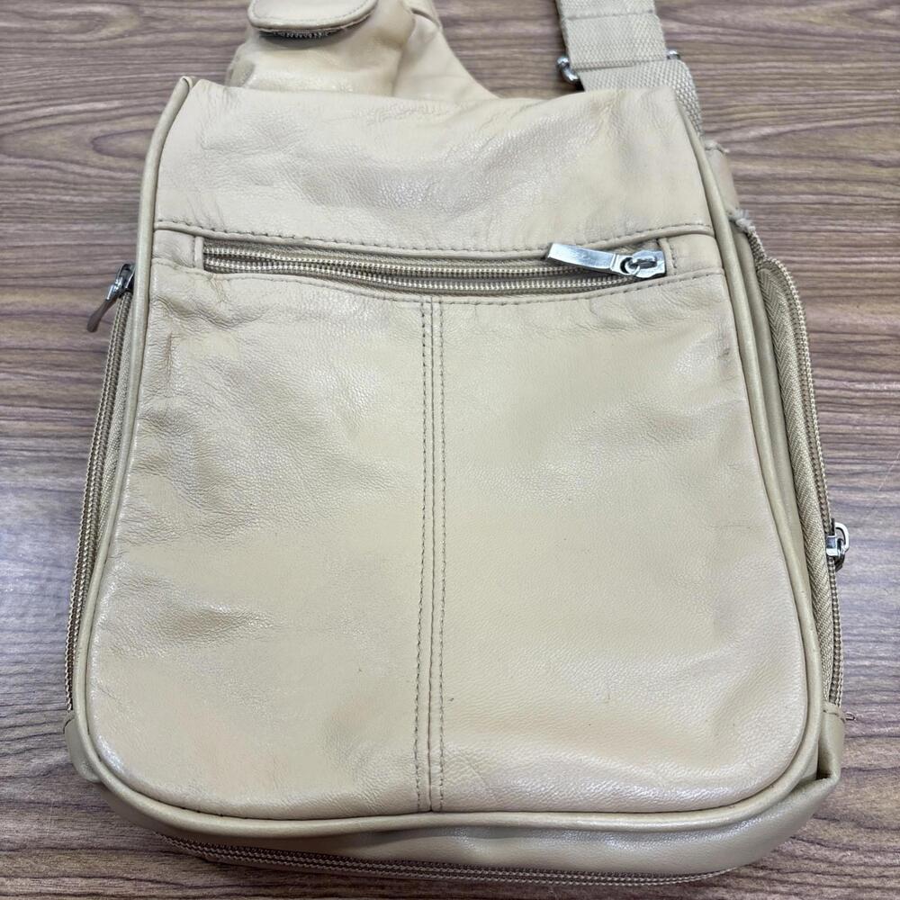 Vintage BUXTON Soft Leather Sling Bag Crossbody Handbag Organizer Tan - Picture 6 of 10